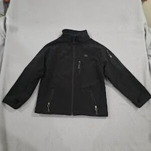 Snozu Performance Kids Black Softshell Fleece Lined Jacket Size 7 Full Zip Coat
